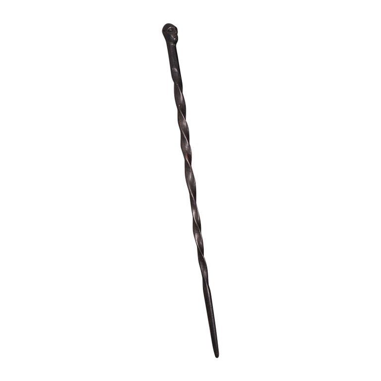 Antique Carved Walking Cane, African, Ebony, Tribal Stick, Figure,  Victorian at 1stDibs