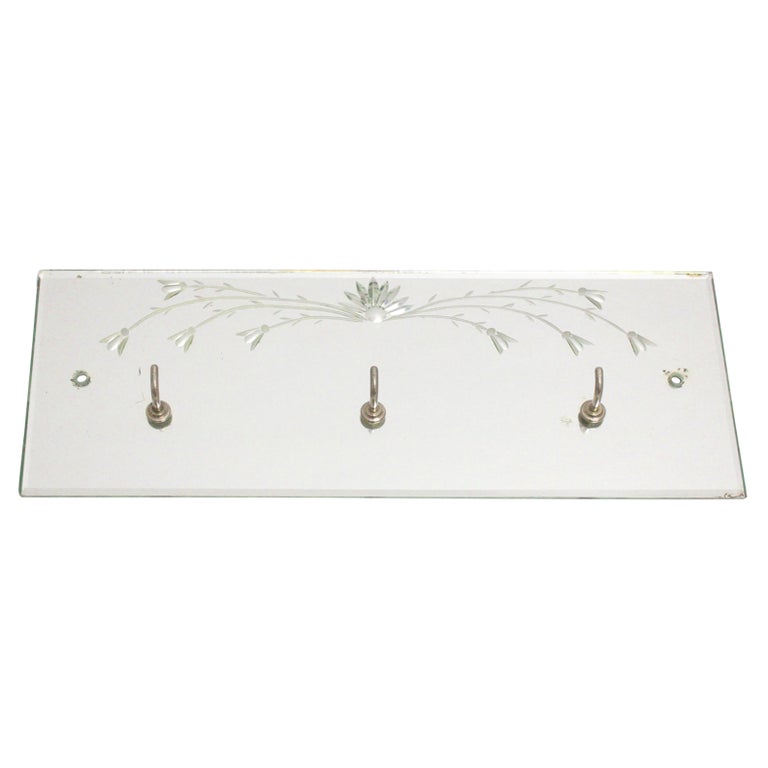 Etched Rack Mid-Century Modern Vintage Etched Mirror Glass Coat Rack, 1950s, Italy ...