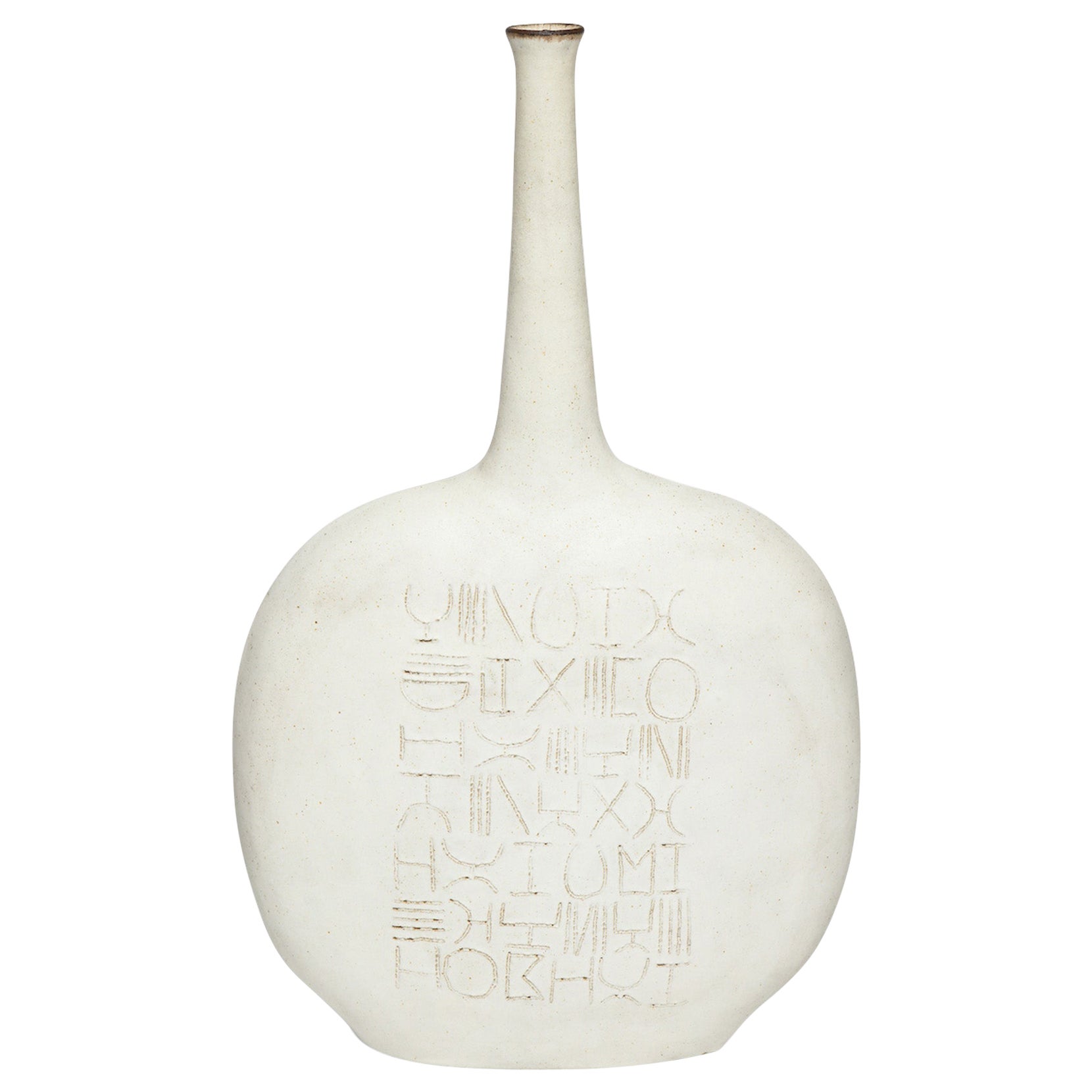 Unique Bottle Form Vase by Bruno Gambone