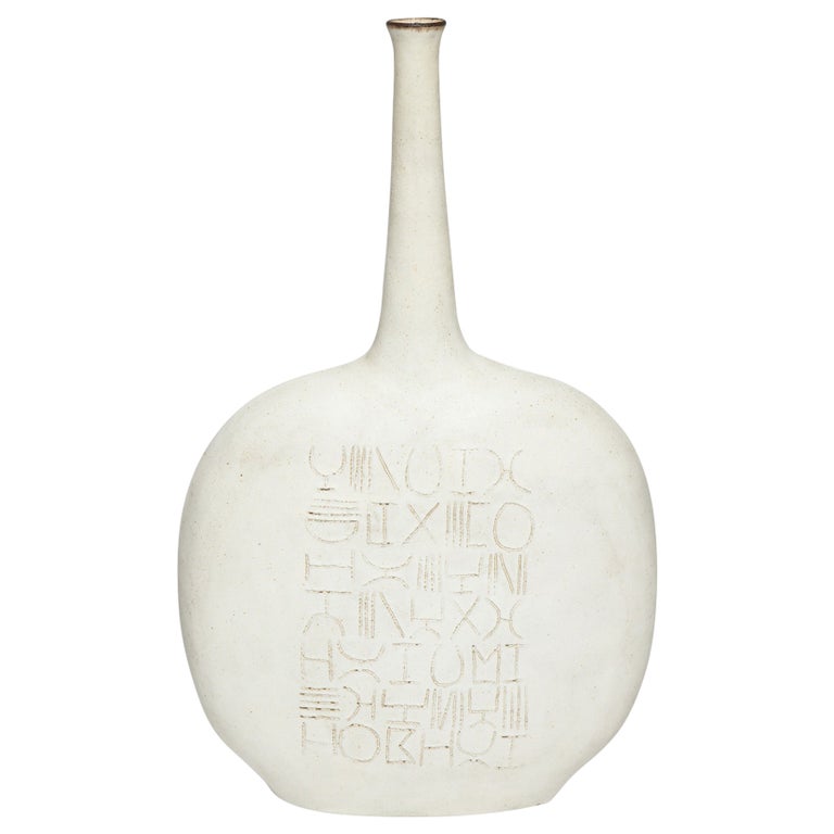 Unique Bottle Form Vase by Bruno Gambone For Sale