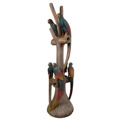 Retro Modern Wooden Macaw Sculpture