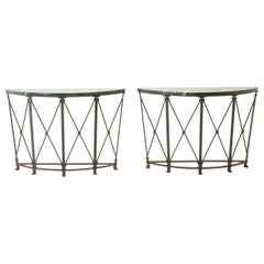Vintage Pair of French 1940s Iron Console Tables