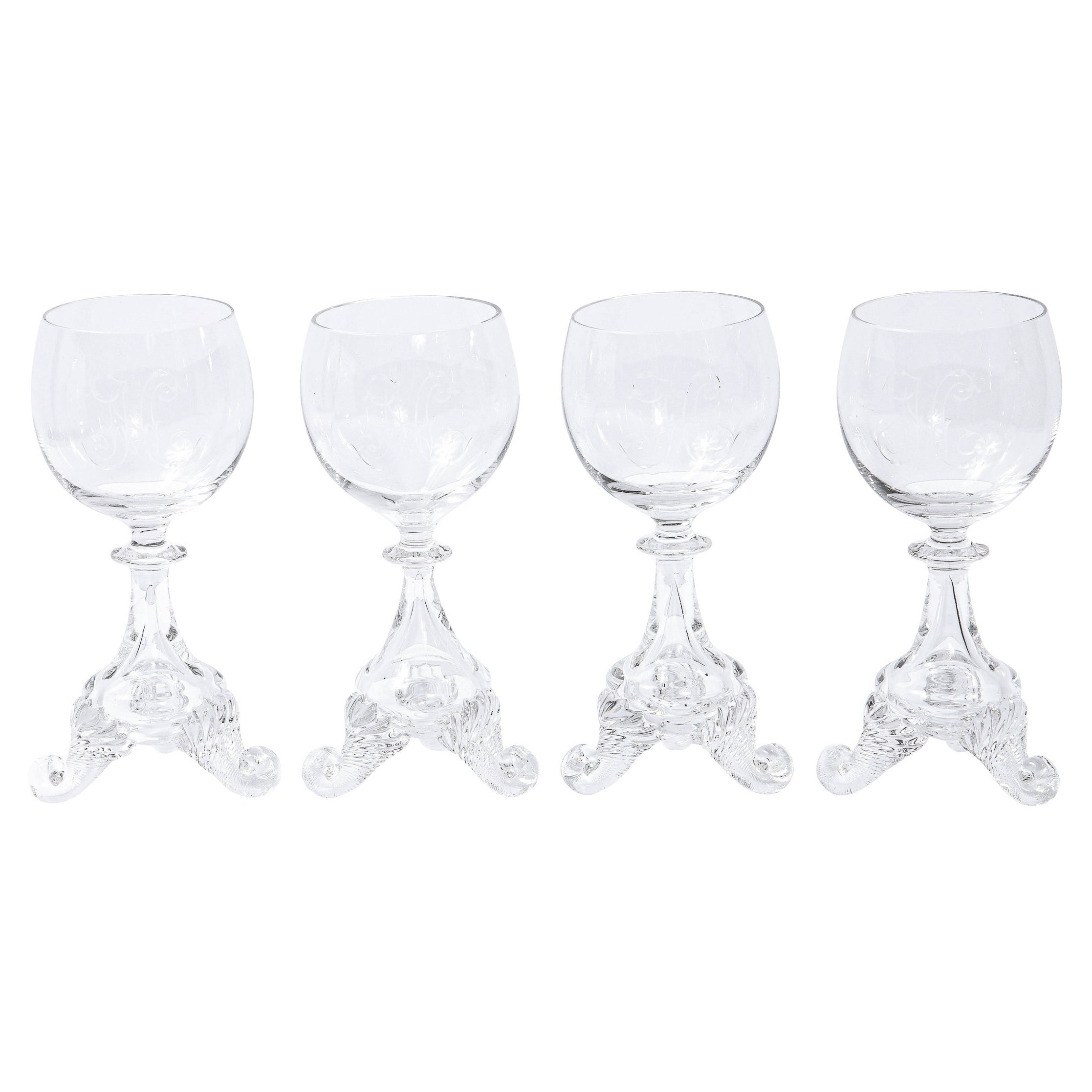 Set of Four Swedish Neoclassical 19th Century Translucent Glass Apertif/ Liqueur