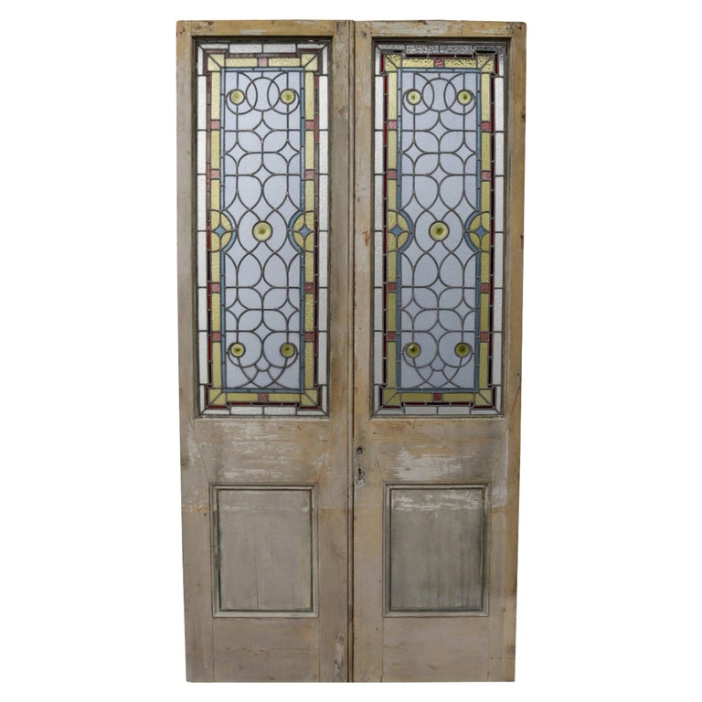 Reclaimed Stained Glass Doors For Sale at 1stDibs