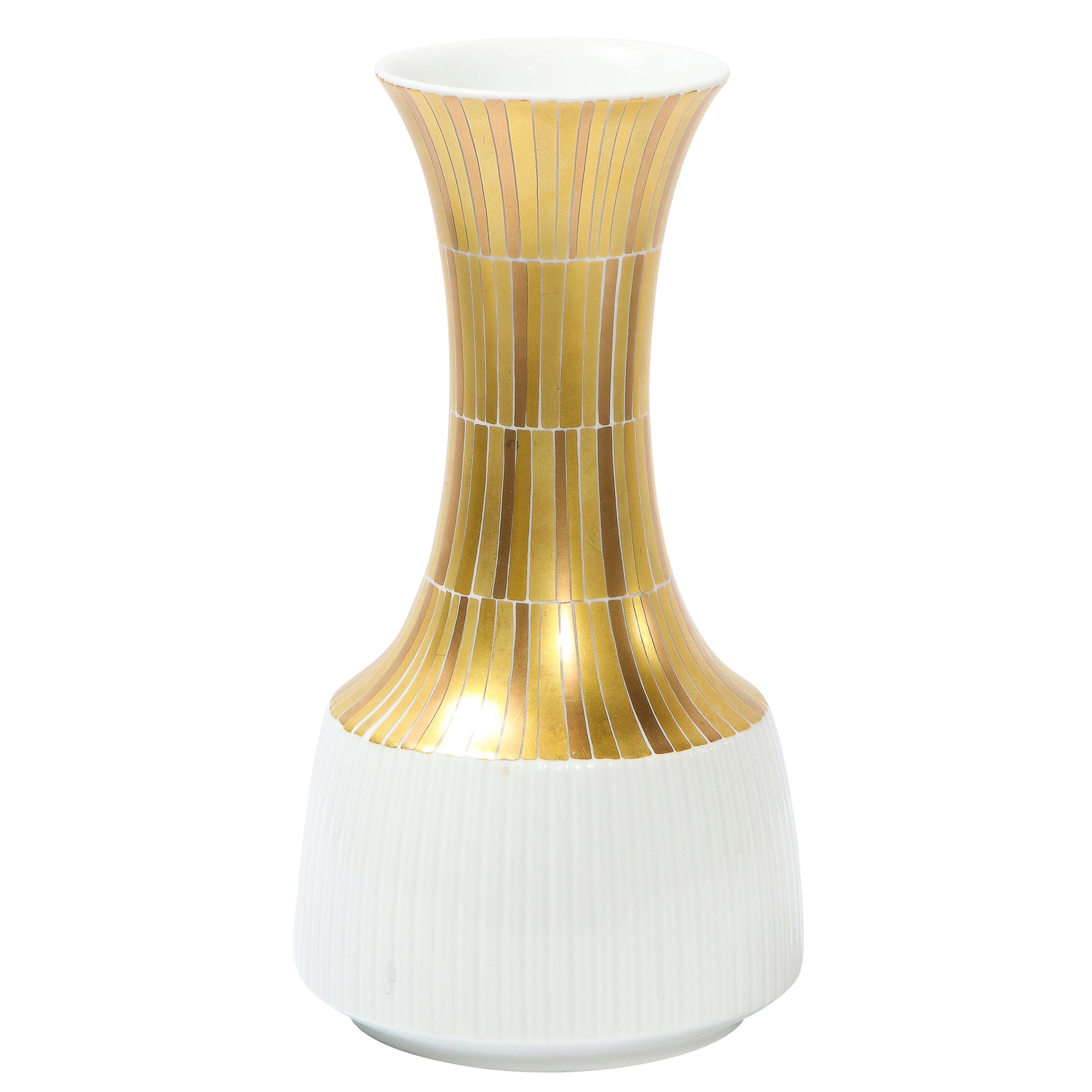 Signed Modernist Hourglass Form Porcelain Vase by Tapio Wirkkala for Rosenthal