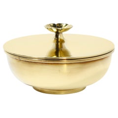 Vintage Mid-Century Modern Lidded Brass Bowl by Tommi Parzinger for Dorlyn Silversmiths