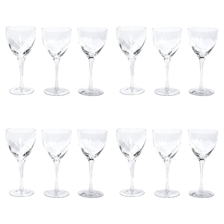 Set of Twelve Textured Translucent Crystal Wine Glasses by Tiffany & Co.