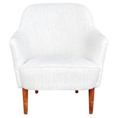 Fauteuil Samspel suédois blanc du 20ème siècle, fauteuil en bouleau de Carl Malmsten