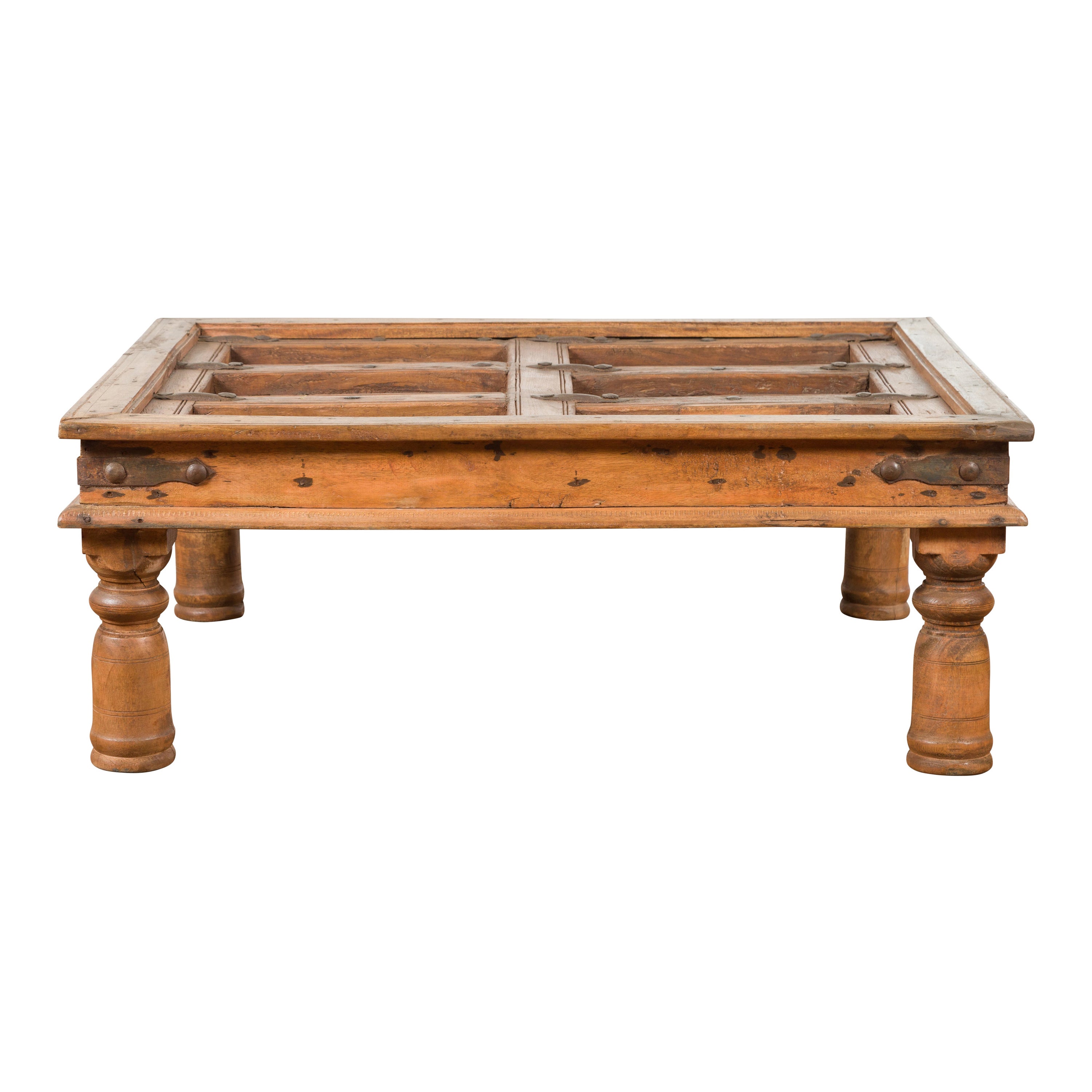 Indian 19th Century Sheesham Wood Courtyard Door Redesigned as a Coffee Table For Sale