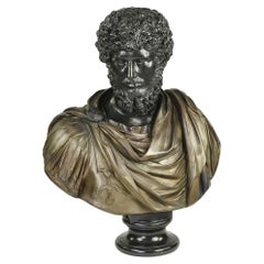 Antique Fine Large 19th Century Continental Bronze Bust Depicting a Roman Dignitary