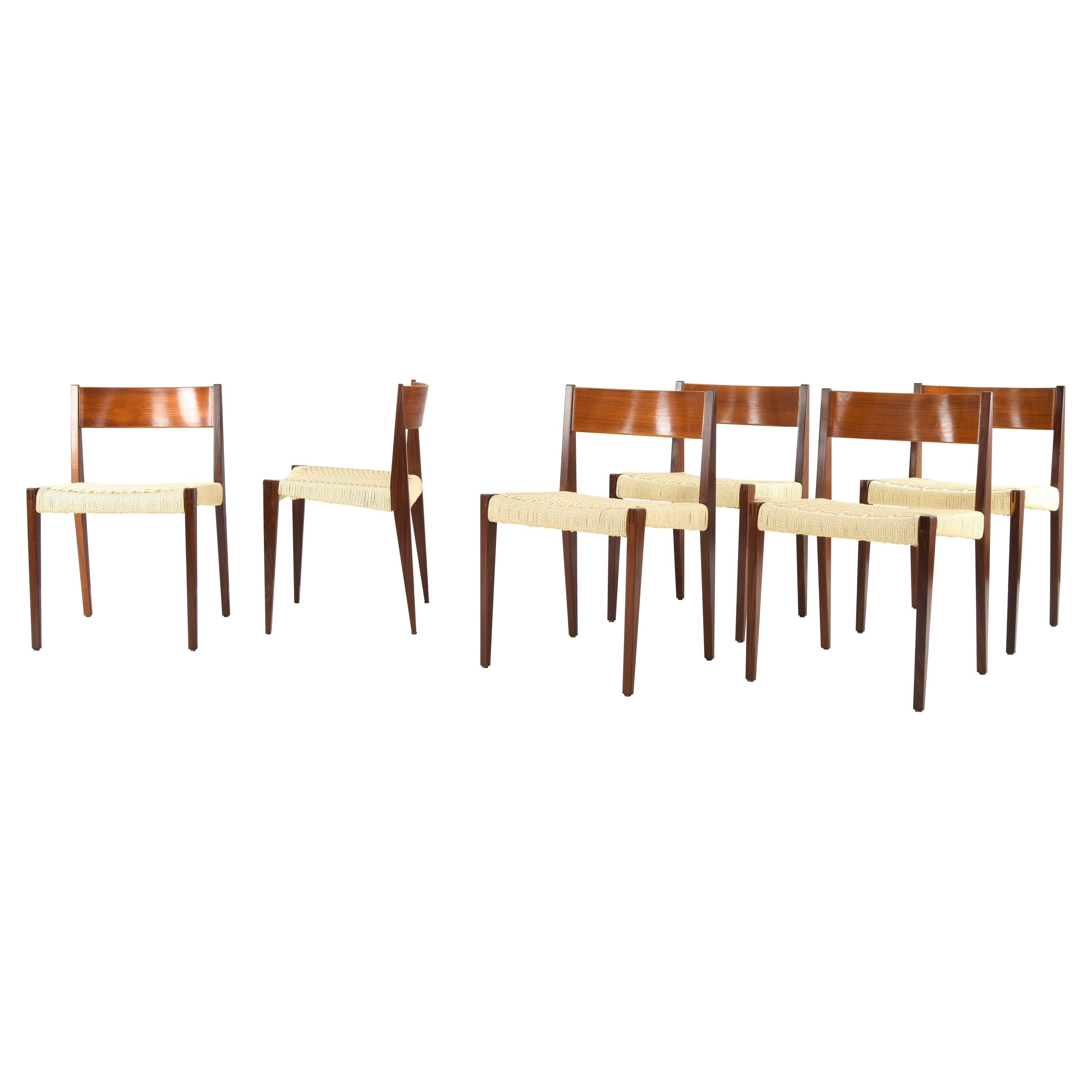 Set of Six Scandinavian Modern Teak Pia Chairs by Poul Cadovius, Denmark 60s