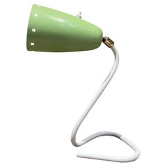 Italy Modern Chartreuse Cone Desk Table Lamp with Sculptural White Base, 1950s