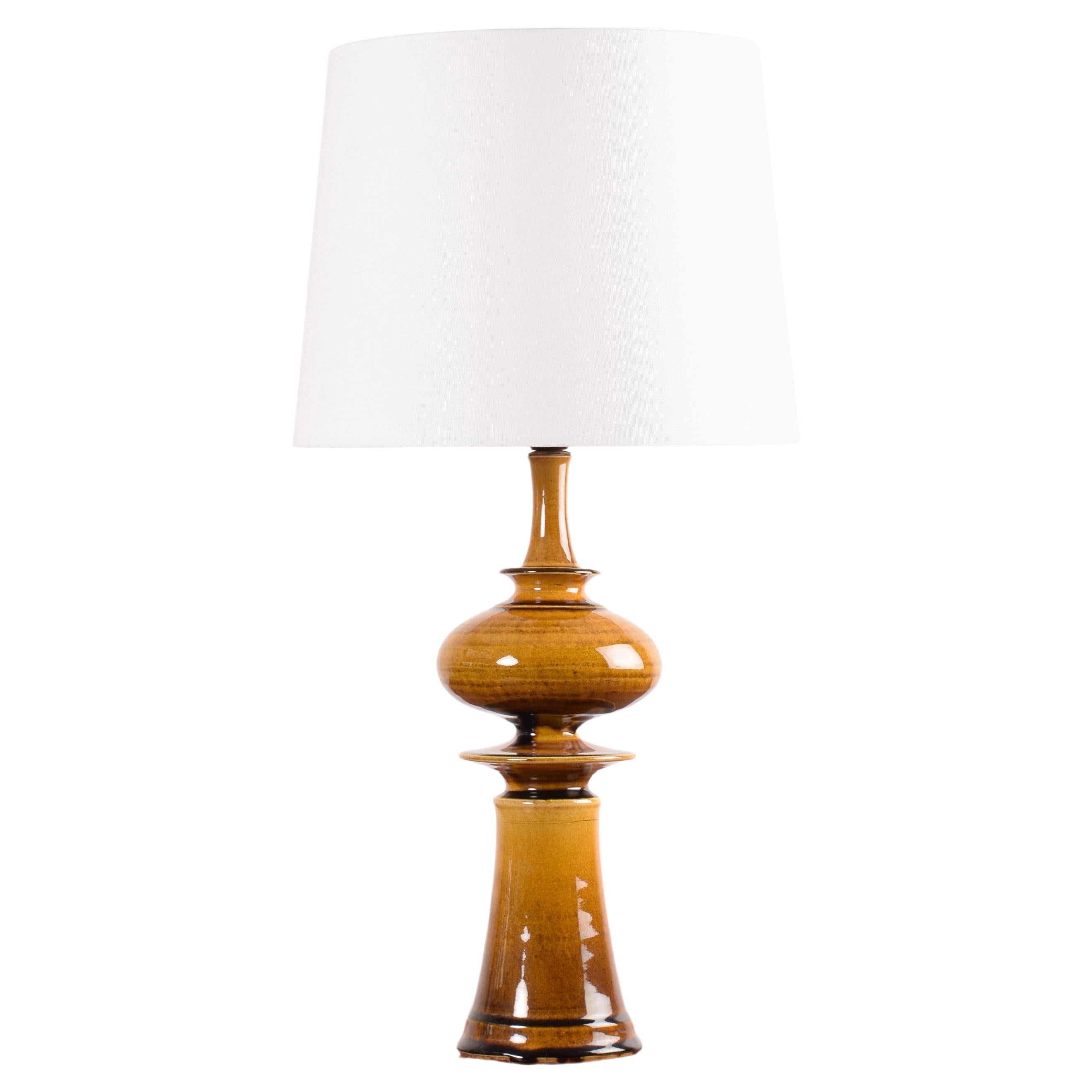 Danish Modern Kähler Sculptural Table Lamp Amber Yellow by P E Eliasen, 1960s For Sale