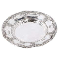 Neoclassical Style Sterling Silver Dish with Stylized Foliate and Floral Motifs