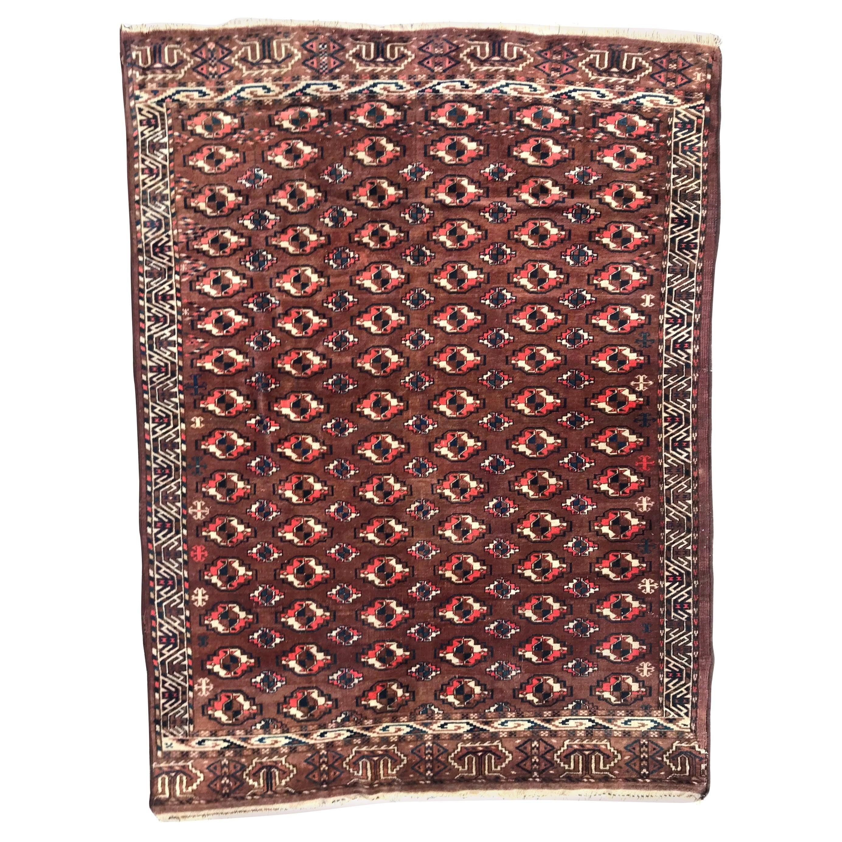 Bobyrug’s Beautiful Vintage Turkmen Rug For Sale