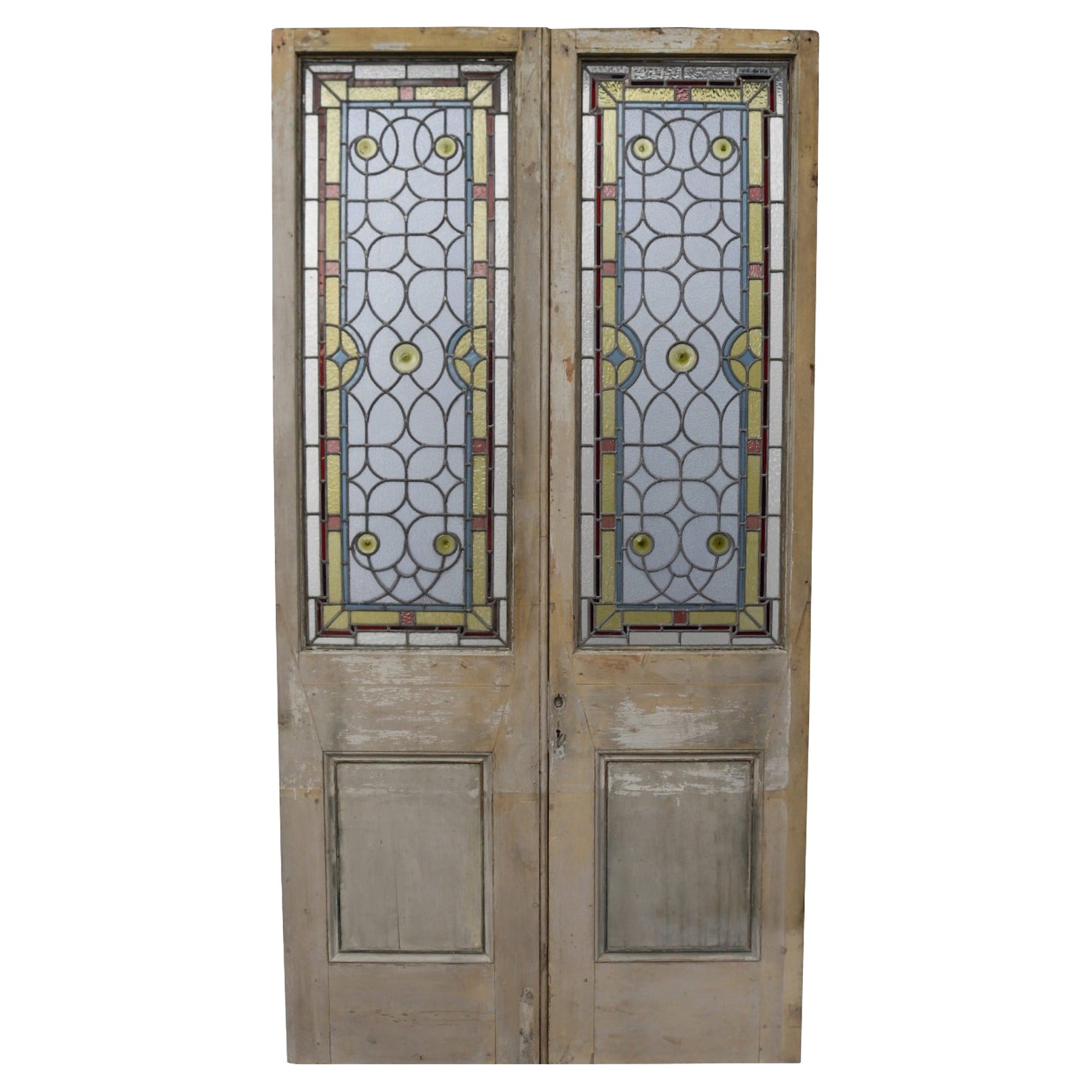 Victorian Stained Glass Door with Cut Glass Corners at 1stDibs