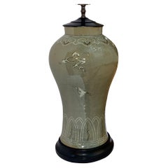 Antique Celadon Porcelain Lamp