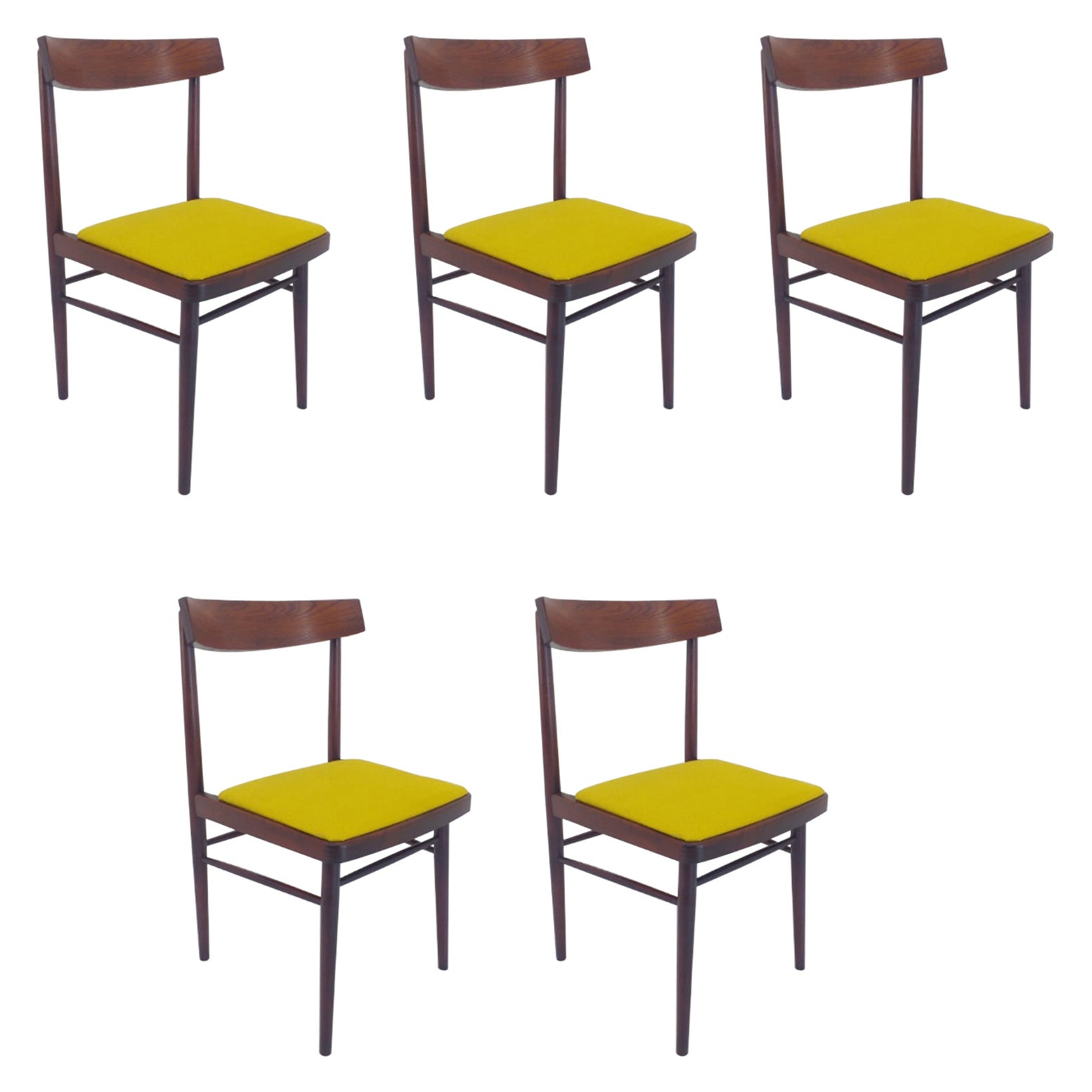 Set of Five Mid Century Dining Chairs, Denmark, 1970s For Sale