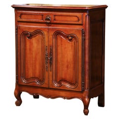 Mid Century French Louis XV Carved Cherry Two-Door Jelly Cabinet from Provence