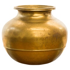 Indian 19th Century Brass Water Jug with Incised Calligraphy