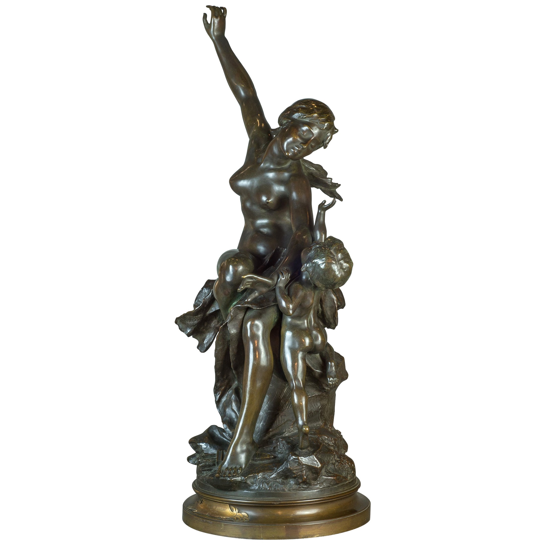  Patinated Bronze Group Entitled 'L'Amour Désarmé' by Alexandre Dercheu For Sale