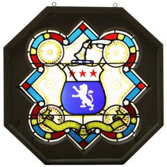 Stained Glass Antique Armorial Shield Panel