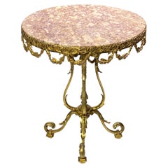 Round Marble Top Louis XVI Style Bronze Side Table