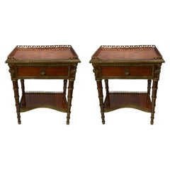 Pair of French Louis XVI Style Bronze Mounted Side Tables