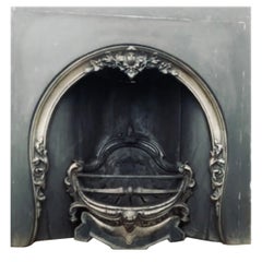 Large Cast Iron Victorian Manner Horseshoe Fireplace Insert