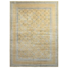 Rug & Kilim’s Transitional Style Rug in Blue, Beige-Brown Floral Pattern