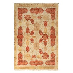 Rug & Kilim’s Agra Style Rug in All over Red, Beige-Brown Floral Pattern