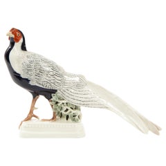 Antique Fine Meissen Porcelain Model of a Silver Feathered Pheasant