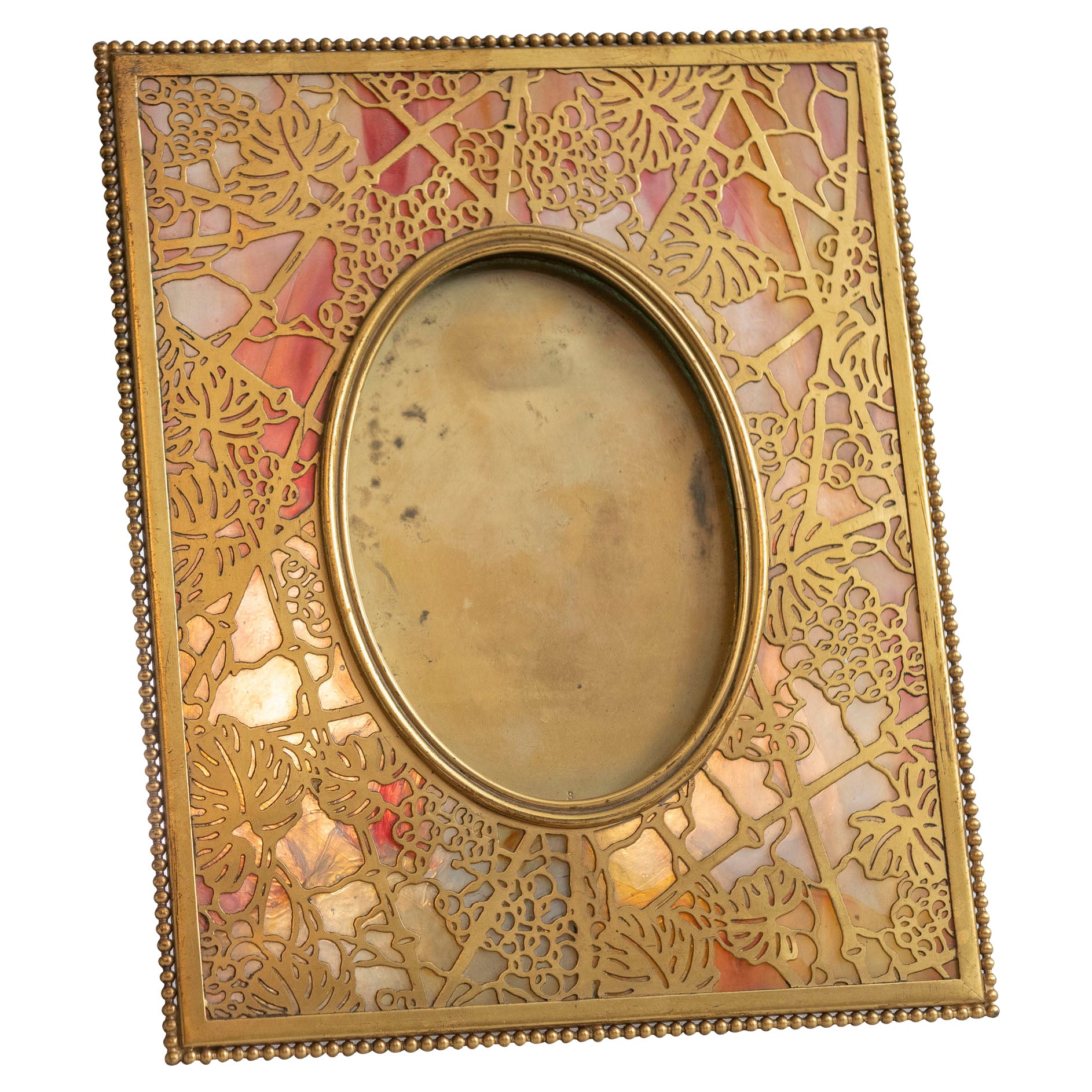 Original Signed Tiffany Studios Picture Frame, Grapevine Pattern, ca. 1905