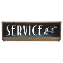 1920's Light Up Directional Service Glass Sign