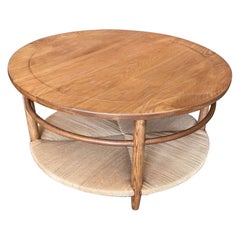 Newport Round Oak Coffee Table with Rush Platform