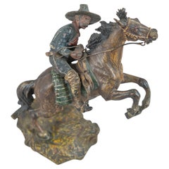 Cold Painted Vienna Bronze Caballero on Horseback, Carl Kauba, ca. 1900