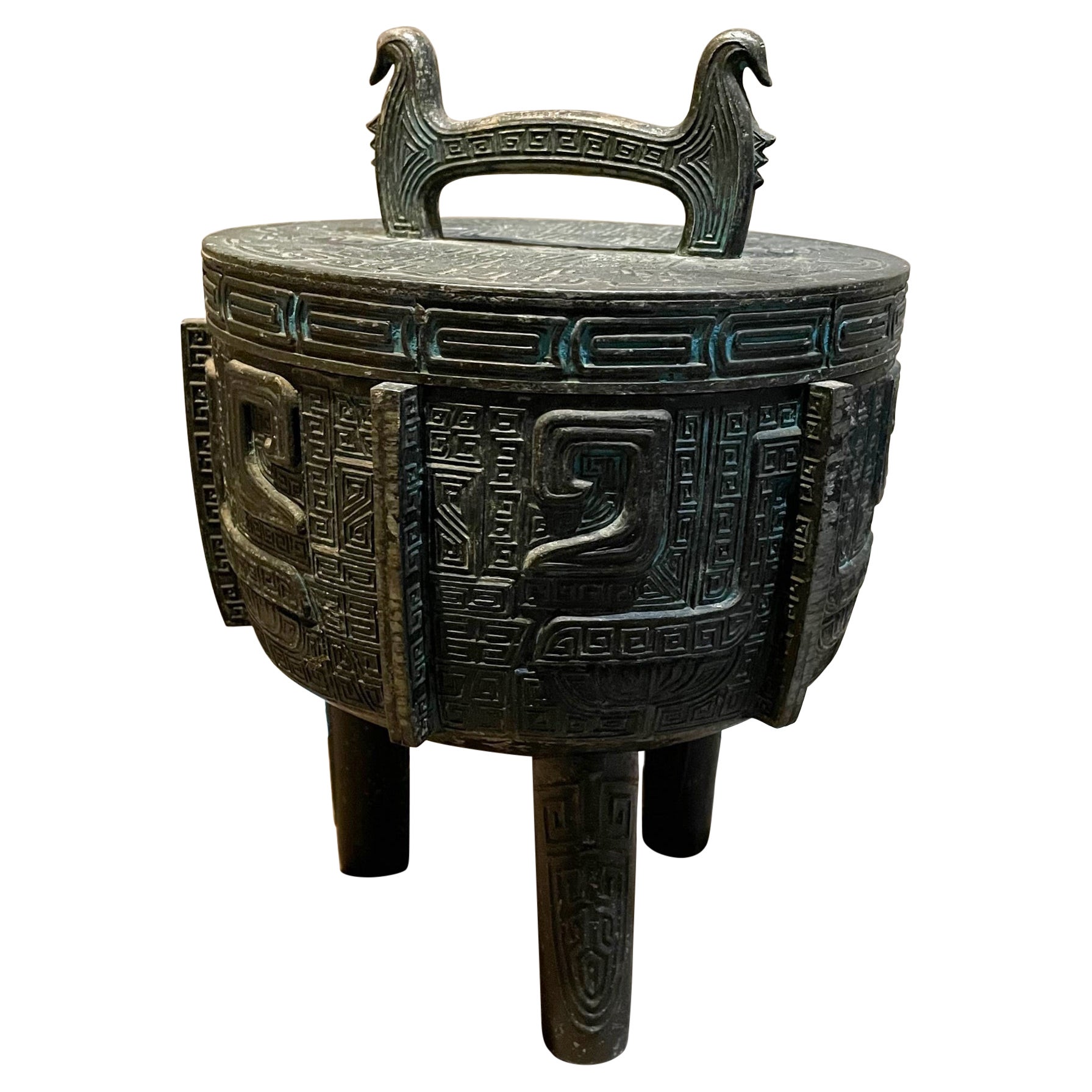 1960s James Mont Burmese Ice Bucket Barware Faux Bronze Taiwan
