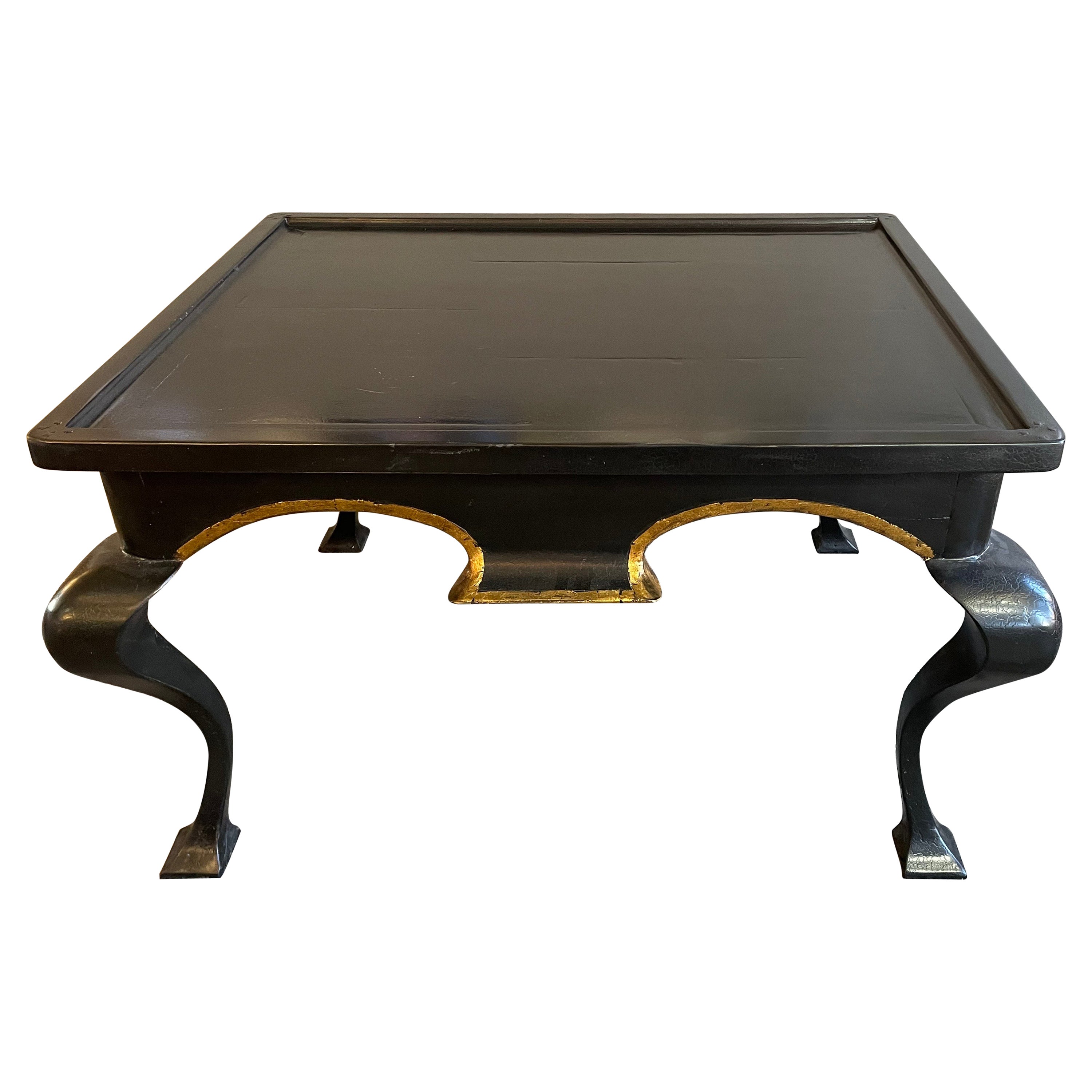 Chinoiserie Black and Gold Laquered Coffee Table by DeAurora