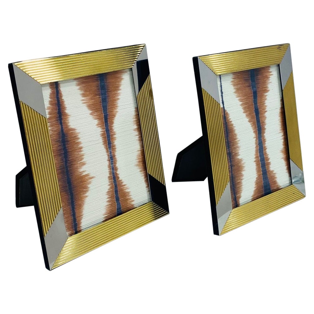 Pair of Geometric Brass and Chrome Picture Frames, Italy, C. 1970s For Sale 5