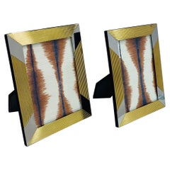 Pair of Used Italian Picture Frames in Brass and Chrome, c. 1970's