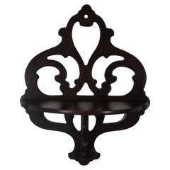 Retro 20th Century Chippendale Carved Mahogany Demilune Wall Shelf Sconce