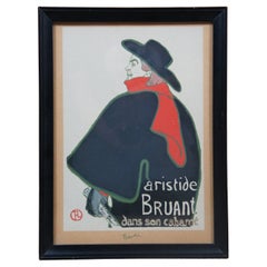 Aristide Bruant Dans Son Cabaret Mid Century Lithograph After Toulouse-Lautrec