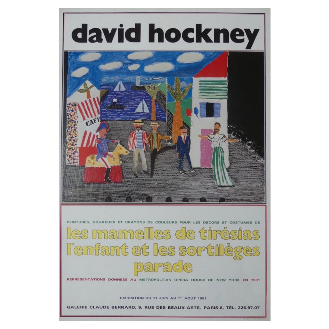 Original-Ausstellungsplakat „THE PARADE OUTDOORS“ von David Hockney, 1981