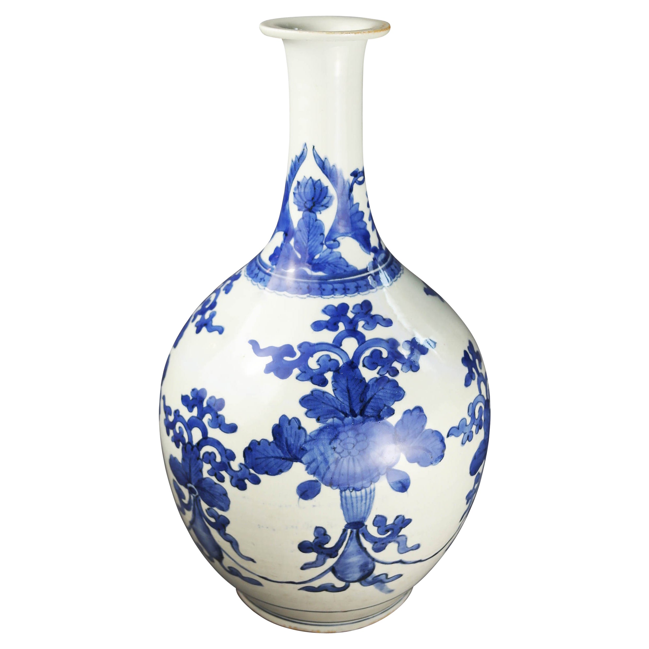 Mid-19th Century, Imari Sake Vase, White and Blue, Edo Period, Art of Japan