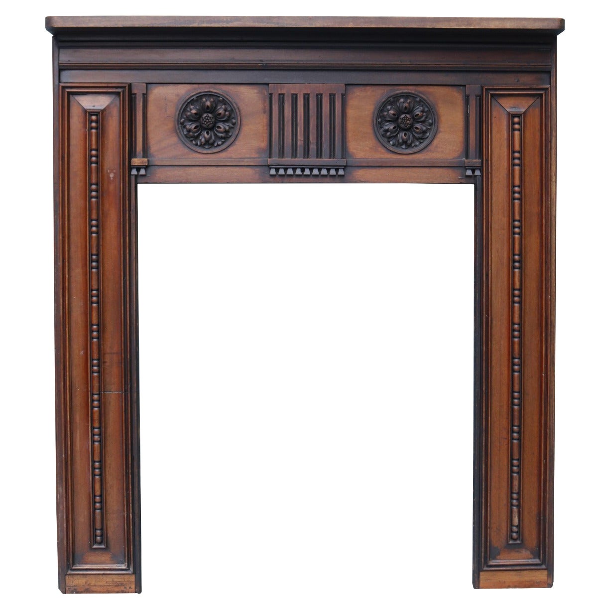 Carved Mahogany Georgian Style Reclaimed Mantel For Sale