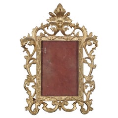 Antique Baroque Cast Iron Gilt Tabletop Picture Mirror Frame French European