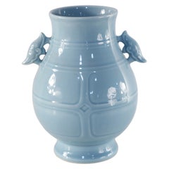 Chinese Qing Dynasty Light Blue Pear-Shaped Porcelain Vase