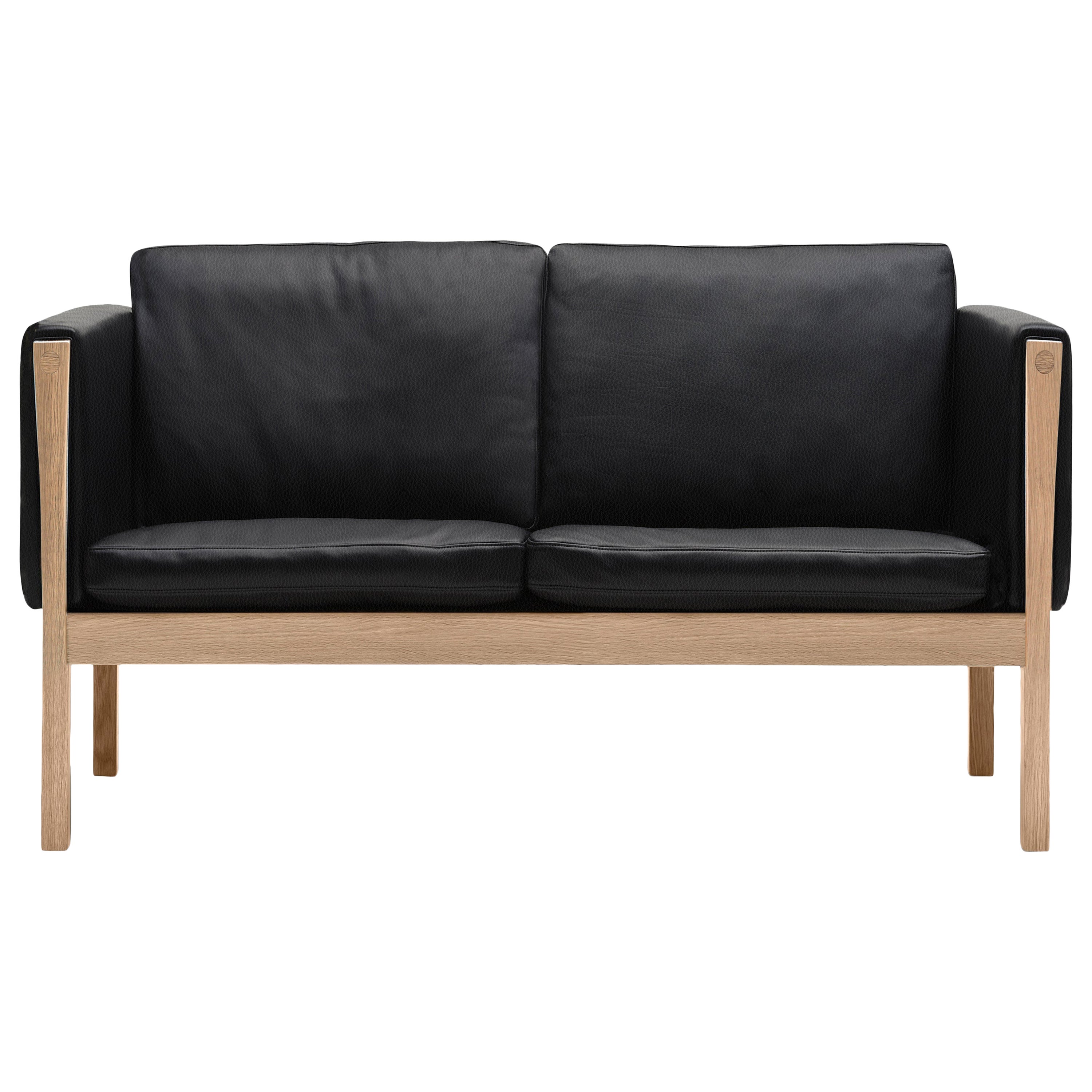 Ch162 Sofa in Oiled Oak Frame with Leather Upholstery by Hans J. Wegner