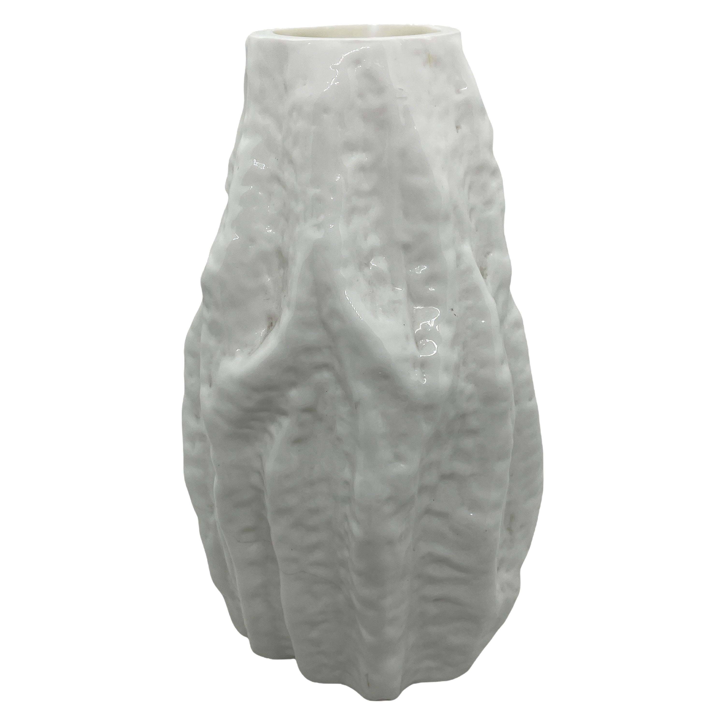 Stunning German Brutalist White Glass Rock Vase 1970s Mid-Century Modern For Sale