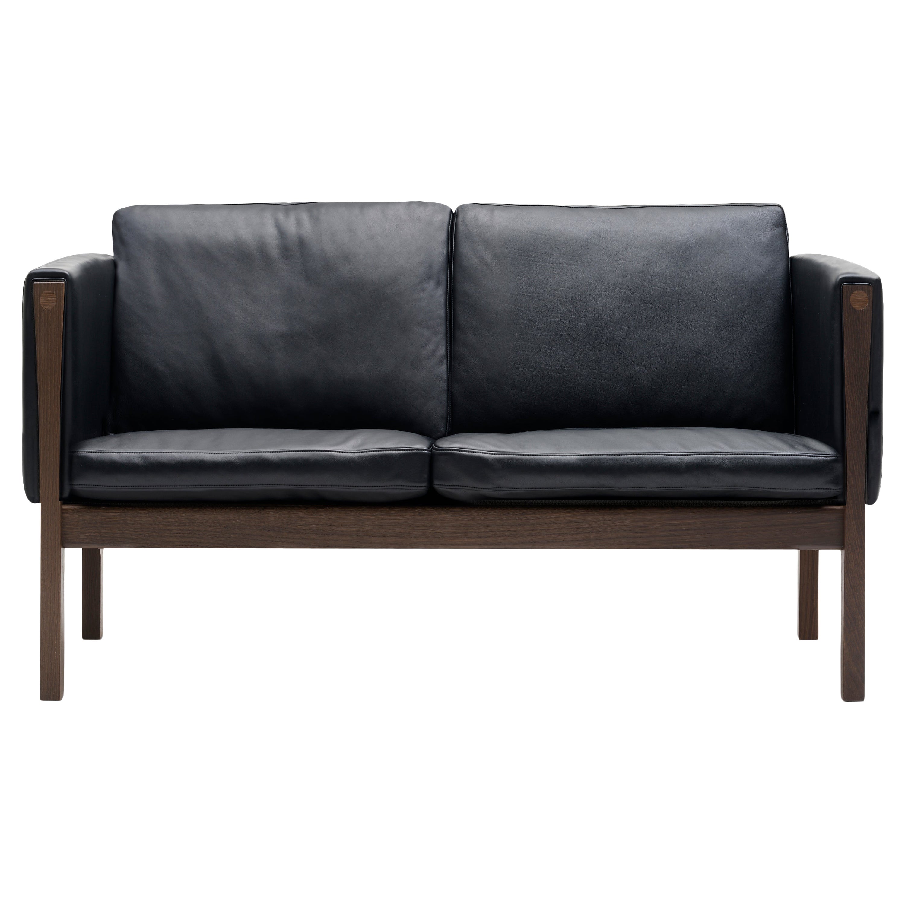 CH162 Sofa in Walnut Oil Frame with Leather Upholstery by Hans J. Wegner